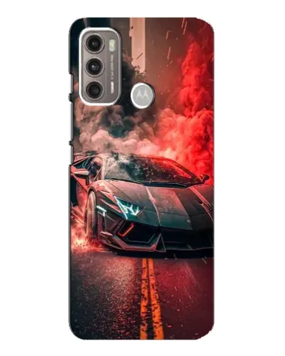 Чехол для Motorola MOTO G60 с картинкой «Lamborghini красный дым»