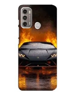Чехол для Motorola MOTO G60 с картинкой «Lamborghini в огне»
