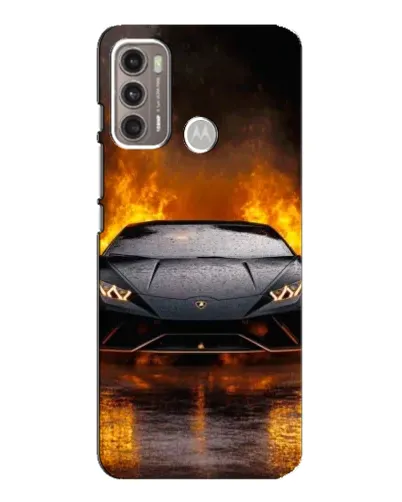 Чехол для Motorola MOTO G60 с картинкой «Lamborghini в огне»