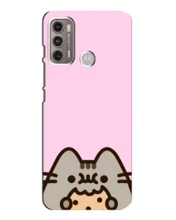 Чехол для Motorola MOTO G60 с картинкой «Pusheen и печенье»