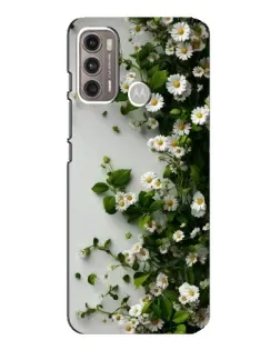 Чехол для Motorola MOTO G60 с картинкой «Ветка мелких белых цветов»