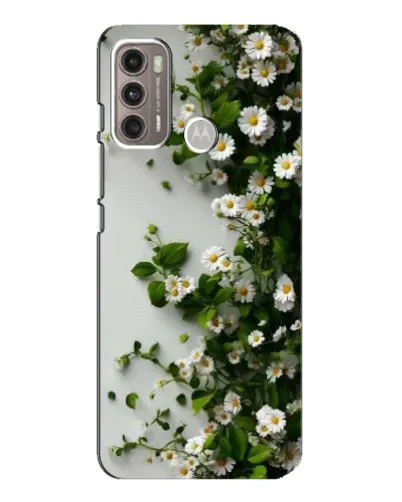 Чехол для Motorola MOTO G60 с картинкой «Ветка мелких белых цветов»