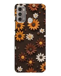 Чехол для Motorola MOTO G60 с картинкой «Узор из маленьких подсолнухов»