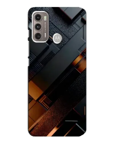 Чехол для Motorola MOTO G60 с картинкой «Черные геометрические блоки»