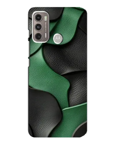 Чехол для Motorola MOTO G60 с картинкой «Зеленые кожаные волны»