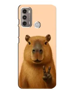 Чехол для Motorola MOTO G60 с картинкой «Капибара виктория»