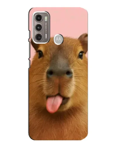 Чехол для Motorola MOTO G60 с картинкой «Капибара с языком»