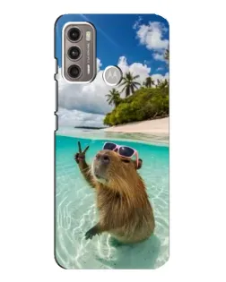 Чехол для Motorola MOTO G60 с картинкой «Капибара на море»