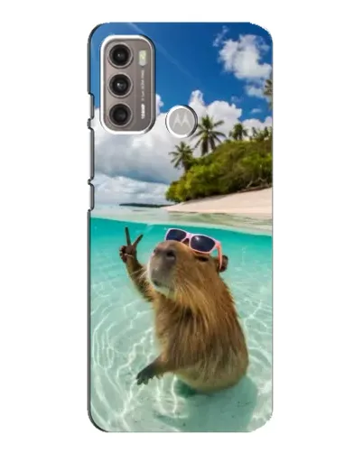 Чехол для Motorola MOTO G60 с картинкой «Капибара на море»