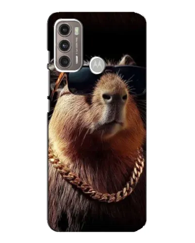 Чехол для Motorola MOTO G60 с картинкой «Капибара золотая цепь»