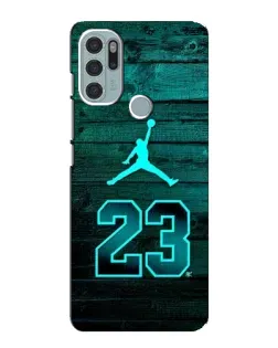 Чехол для Motorola MOTO G60s с картинкой «Jordan Cyan 23»