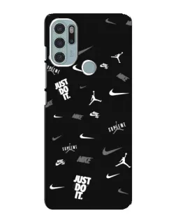Чехол для Motorola MOTO G60s с картинкой «Nike Black Pattern»