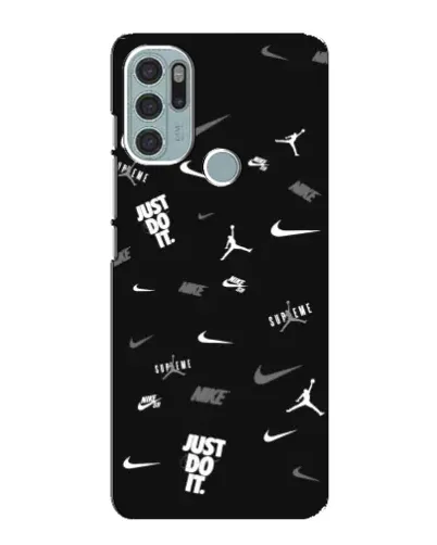 Чехол для Motorola MOTO G60s с картинкой «Nike Black Pattern»