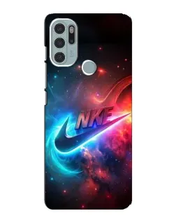 Чехол для Motorola MOTO G60s с картинкой «Огненный логотип Nike»
