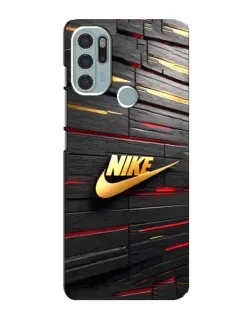 Чехол для Motorola MOTO G60s с картинкой «Золотой Nike на металле»