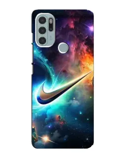 Чехол для Motorola MOTO G60s с картинкой «Космический Nike Swoosh»