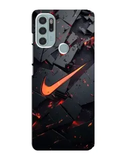 Чехол для Motorola MOTO G60s с картинкой «Nike — эффект разломов»