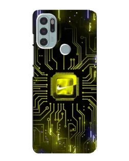 Чехол для Motorola MOTO G60s с картинкой «Nike — золотая искра»