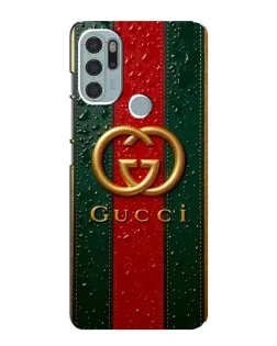 Чохол для Motorola MOTO G60s з картинкою «Gucci — фірмова смуга та золото»
