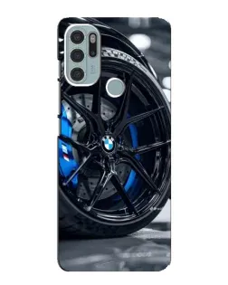 Чехол для Motorola MOTO G60s с картинкой «Колесо BMW вблизи»