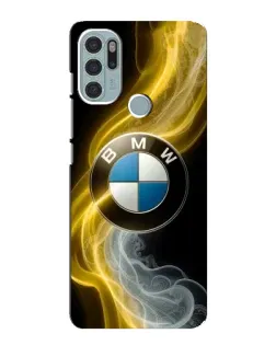 Чехол для Motorola MOTO G60s с картинкой «Золотистый дым BMW»