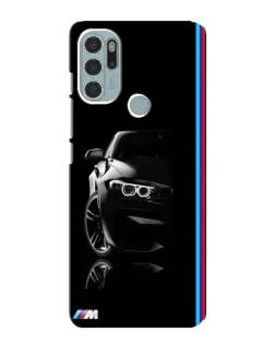 Чехол для Motorola MOTO G60s с картинкой «Силуэт BMW в темноте»