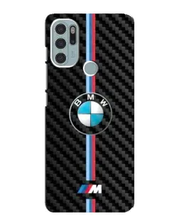 Чехол для Motorola MOTO G60s с картинкой «Эмблема BMW и карбон»