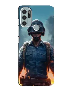 Чехол для Motorola MOTO G60s с картинкой «PUBG — реалистичный герой»