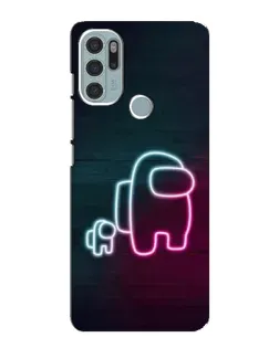 Чехол для Motorola MOTO G60s с картинкой «Among Us неон-арт»