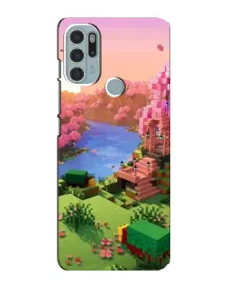 Чехол для Motorola MOTO G60s с картинкой «Розовое дерево Minecraft»