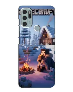 Чехол для Motorola MOTO G60s с картинкой «Зимний Minecraft»