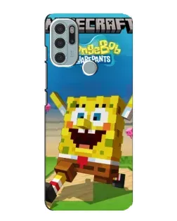 Чехол для Motorola MOTO G60s с картинкой «Губка Боб Minecraft»