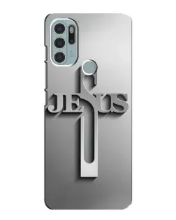 Чохол для Motorola MOTO G60s з картинкою «Металевий хрест Jesus»