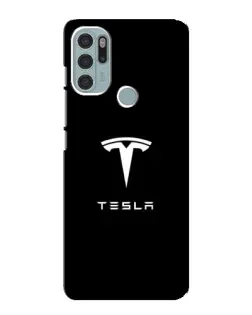 Чехол для Motorola MOTO G60s с картинкой «Tesla White Logo»