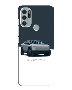 Чехол для Motorola MOTO G60s с картинкой «Серебристый Cybertruck Tesla»