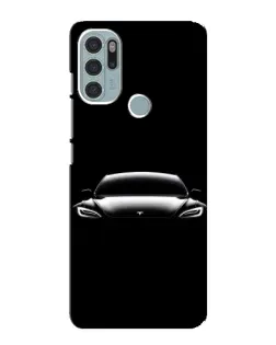 Чехол для Motorola MOTO G60s с картинкой «Фары Tesla Night»