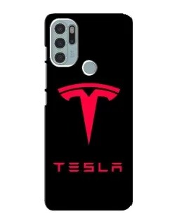 Чехол для Motorola MOTO G60s с картинкой «Tesla Red Logo»