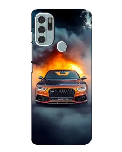 Чехол для Motorola MOTO G60s с картинкой «Audi в огненном дыму»