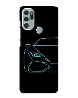 Чехол для Motorola MOTO G60s с картинкой «Голубой силуэт Lamborghini»