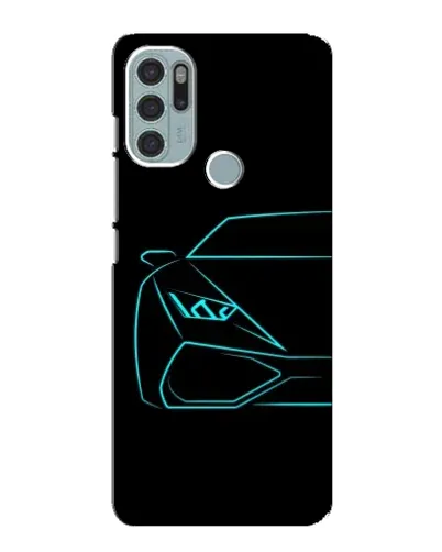 Чехол для Motorola MOTO G60s с картинкой «Голубой силуэт Lamborghini»