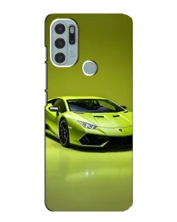 Чехол для Motorola MOTO G60s с картинкой «Салатовый Lamborghini Huracan»