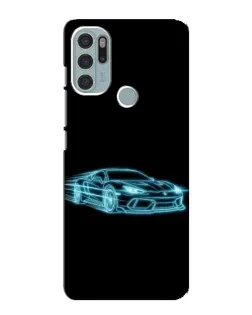 Чехол для Motorola MOTO G60s с картинкой «Неоновый контур Lamborghini»