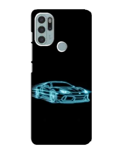 Чехол для Motorola MOTO G60s с картинкой «Неоновый контур Lamborghini»