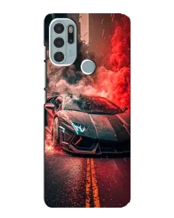 Чехол для Motorola MOTO G60s с картинкой «Lamborghini красный дым»