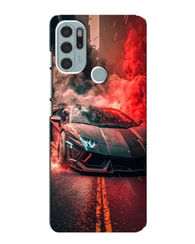 Чехол для Motorola MOTO G60s с картинкой «Lamborghini красный дым»