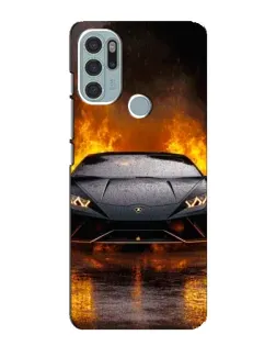 Чехол для Motorola MOTO G60s с картинкой «Lamborghini в огне»