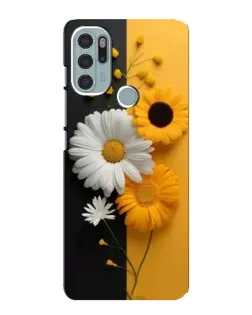 Чехол для Motorola MOTO G60s с картинкой «Подсолнух и ромашка»