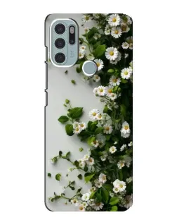 Чехол для Motorola MOTO G60s с картинкой «Ветка мелких белых цветов»