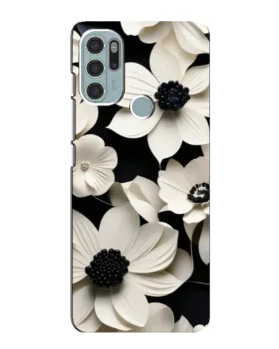Чехол для Motorola MOTO G60s с картинкой «Объемные белые цветы»