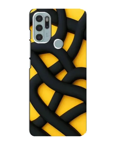 Чохол для Motorola MOTO G60s з картинкою «Чорне жовте переплетення»
